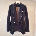 Double-breasted Velvet Button Blazer