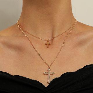 Rhinestone Crisscross Layered Necklace