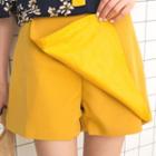 Set: Floral Print Elbow-sleeve Chiffon Blouse + Skort
