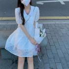 Short-sleeve Collared Lace A-line Dress