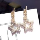 Faux Pearl Star Dangle Earring 1 Pair - Gold - One Size