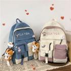 Two-tone Lettering Multi-section Backpack