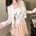 Floral Camisole Top / Light Jacket / Skirt