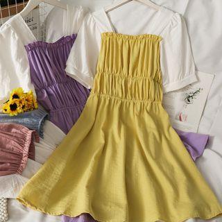 Colorblock Ruched Midi Dress In 7 Colors