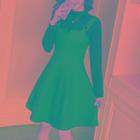 Set: Long-sleeve Top + A-line Overall Dress