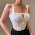 Tie-front Plain Corset Tank Top