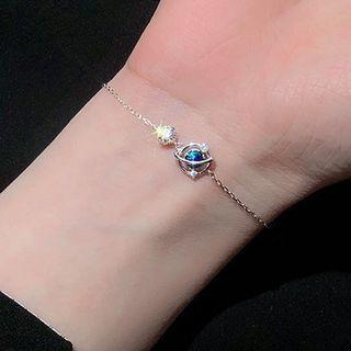 Rhinestone Planet Sterling Silver Bracelet
