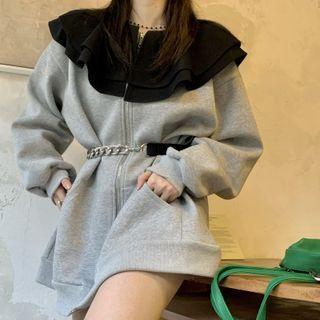 Collared Zip-up Sweatshirt Dress