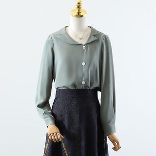 Long-sleeve Asymmetrical Blouse / Midi A-line Skirt