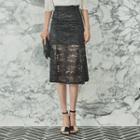 Overlay-lace Midi Skirt