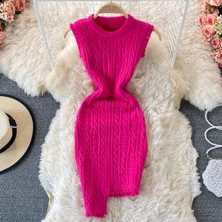 Asymmetrical Cable Knit Tank Dress