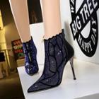 Sequined Pointed High-heel Ankle Boots