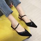 Genuine Leather Pointed Slingback Pumps
