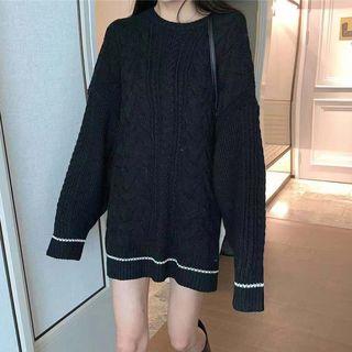 Oversize Long Sweater Black - One Size