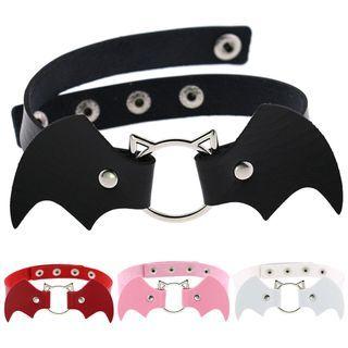 Alloy & Faux Leather Bat Choker
