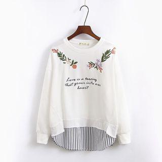 Floral Embroidered Mock Two-piece Pullover