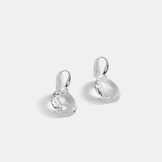Faux Crystal Dangle Earring 1 Pair - Silver - One Size