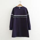Frill Trim Stripe Long-sleeve Dress