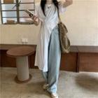 Short-sleeve Side-slit Wrap T-shirt