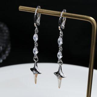 Rhinestone Star Drop Earring 1 Pc - Silver - One Size
