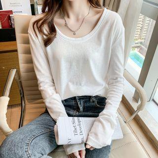U-neck Plain Oversize Top