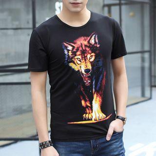 Short-sleeve Wolf Print T-shirt