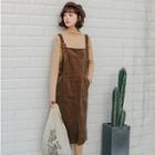 Corduroy Slit-front Suspender Dress