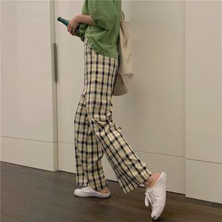 Vintage Checked Wide-leg Pants