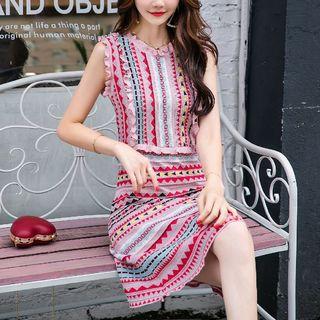 Striped Sleeveless A-line Knit Dress
