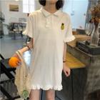 Short-sleeve Frill-trim Mini Polo Shirt Dress
