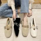 Low-heel Buckled Fleece Shoes