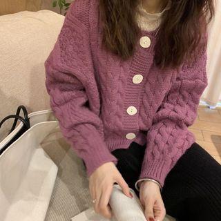 Plain Knitted Loose-fit Cardigan