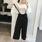 Set: Long-sleeve T-shirt + Spaghetti Strap Wide Leg Pants