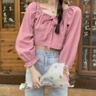 Bow Accent Cropped Blouse