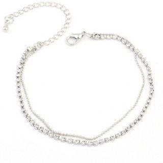 Rhinestone Double-chain Anklet
