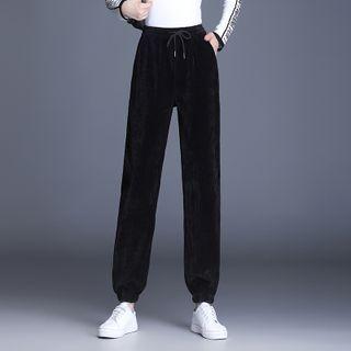 Corduroy Gathered Cuff Harem Sweatpants