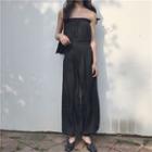 Plain Strapless Jumpsuit / Cropped Cardigan