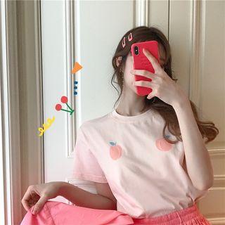 Print Short-sleeve T-shirt / Plain A-line Skirt