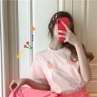 Print Short-sleeve T-shirt / Plain A-line Skirt