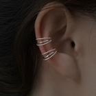 Layered Alloy Cuff Earring 1 Pc - Clip On Earring - Right Ear - Silver - One Size