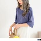 Lace Trim 3/4 Sleeve Cropped Top
