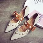 Faux-pearl Pointed Flats