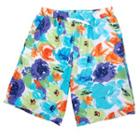 Floral Print Swim Shorts Floral - Aqua Blue - One Size