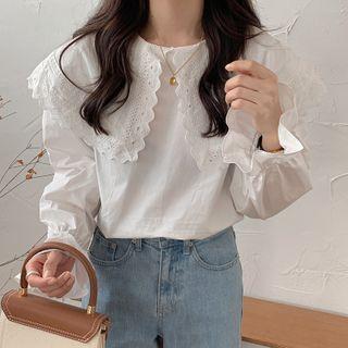 Long-sleeve Eyelet Lace Collar Blouse
