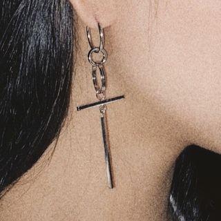 Alloy Cross Dangle Earring 1 Pair - 0698a - Silver - One Size