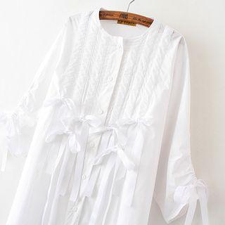 Bow Accent 3/4 Sleeve Long Shirt