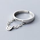 925 Sterling Silver Smiley Open Ring Ring - One Size