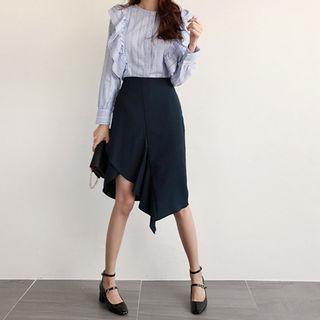 Drape-front Asymmetric Skirt