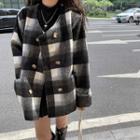 Plaid Woolen Loose-fit Coat Coat - One Size