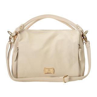 Faux-leather Tote With Strap Beige - One Size